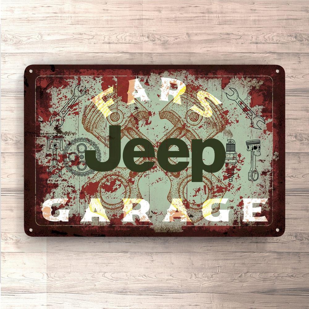 Jeep Fars Garage Vintage Skilte, Musemåtte, Dørmåtte-Skilte-Jeep-Garage Culture Shop- garage - man cave - merchandise