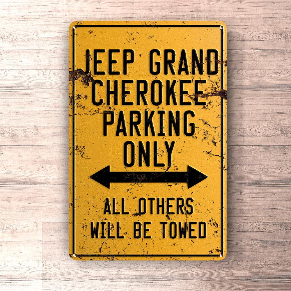 Jeep Grand Cherokee Parking Only Skilte, Musemåtte, Dørmåtte-Parking skilte-Jeep-Garage Culture Shop- garage - man cave - merchandise