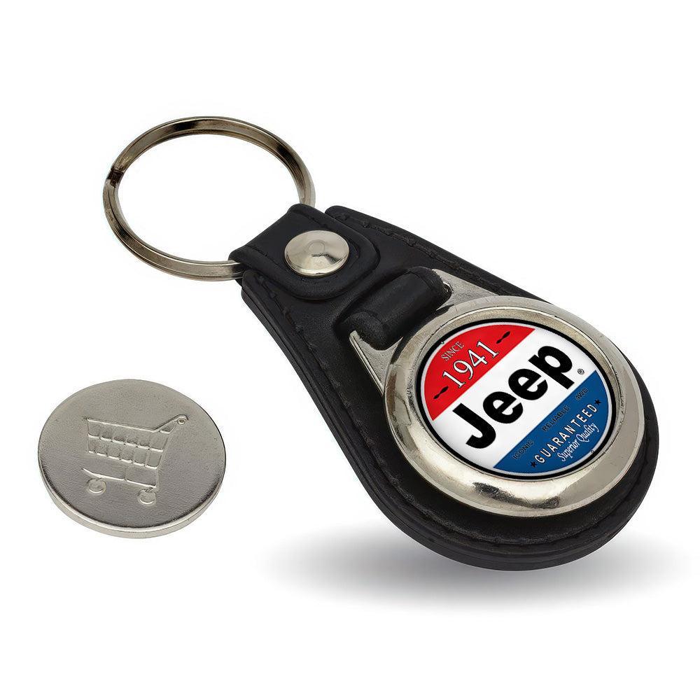 Jeep - Nøglering med Indkøbsvognsmønt – Metal & Kunstlæder-Nøglering-Jeep-Garage Culture Shop- garage - man cave - merchandise