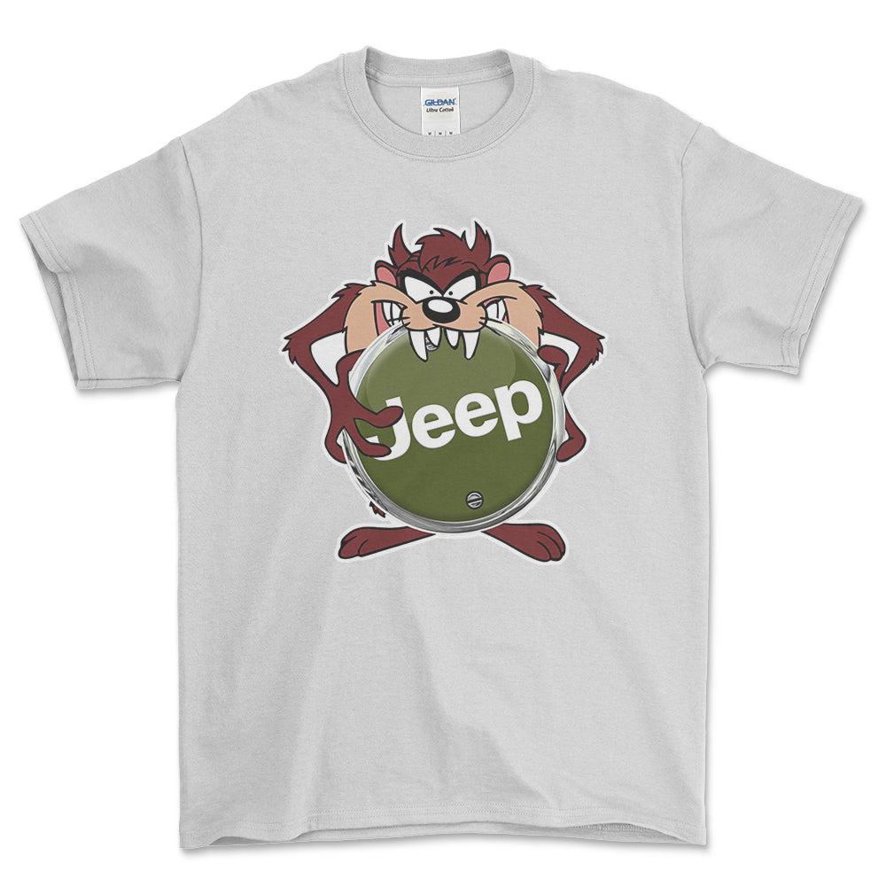 Jeep TAZ Unisex T-Shirt , Bomuld-Beklædning-Jeep-Hvid-S-Forside-Garage Culture Shop- garage - man cave - merchandise