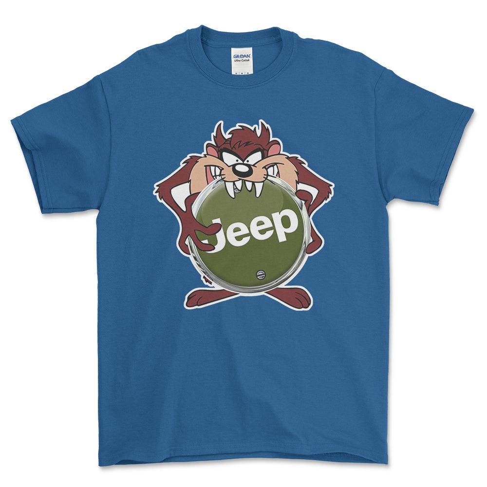 Jeep TAZ Unisex T-Shirt , Bomuld-Beklædning-Jeep-Blå Royal-S-Forside-Garage Culture Shop- garage - man cave - merchandise