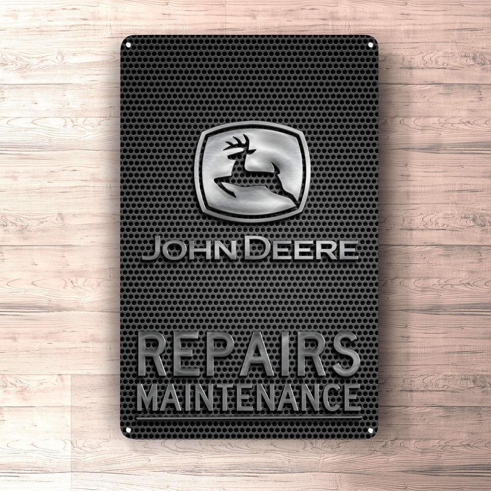 John Deere Repairs Maintenance Skilte, Musemåtte, Dørmåtte , Plakat-Skilte-John Deere-Garage Culture Shop- garage - man cave - merchandise