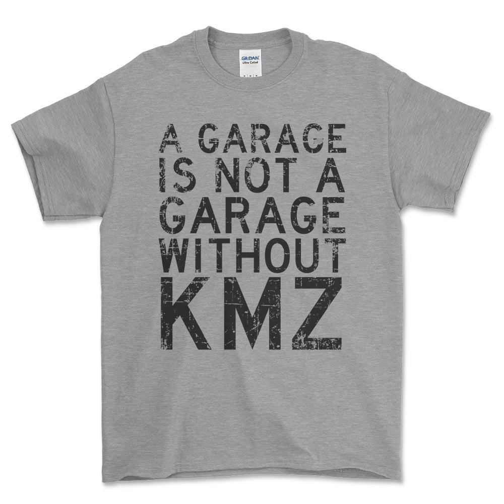 KMZ - A Garage Is Not A Garage Without KMZ - Unisex T-Shirt , Bomuld-Beklædning-KMZ-Grå Sport-S-Forside-Garage Culture Shop- garage - man cave - merchandise