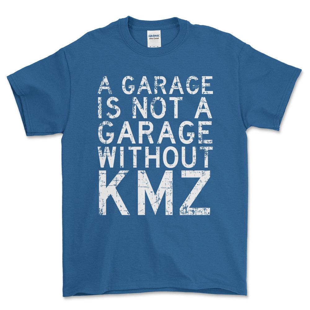 KMZ - A Garage Is Not A Garage Without KMZ - Unisex T-Shirt , Bomuld-Beklædning-KMZ-Blå Royal-S-Forside-Garage Culture Shop- garage - man cave - merchandise