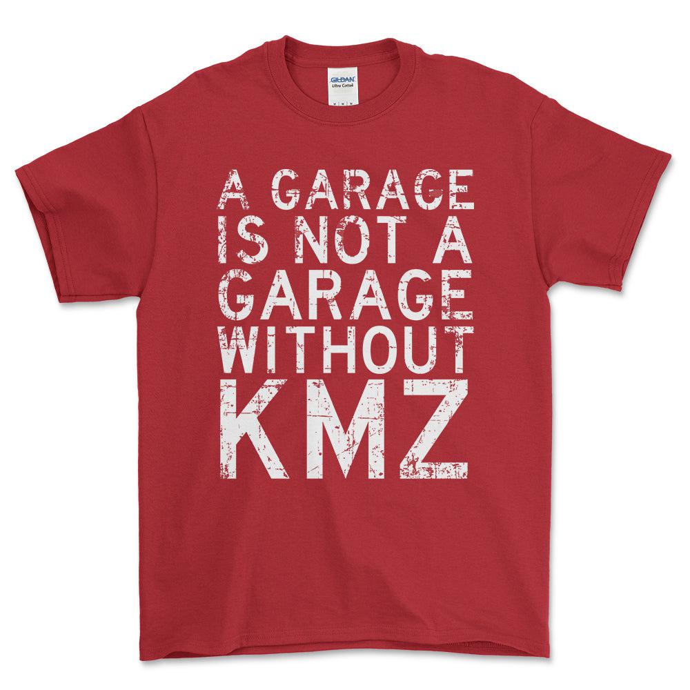 KMZ - A Garage Is Not A Garage Without KMZ - Unisex T-Shirt , Bomuld-Beklædning-KMZ-Rød-S-Forside-Garage Culture Shop- garage - man cave - merchandise