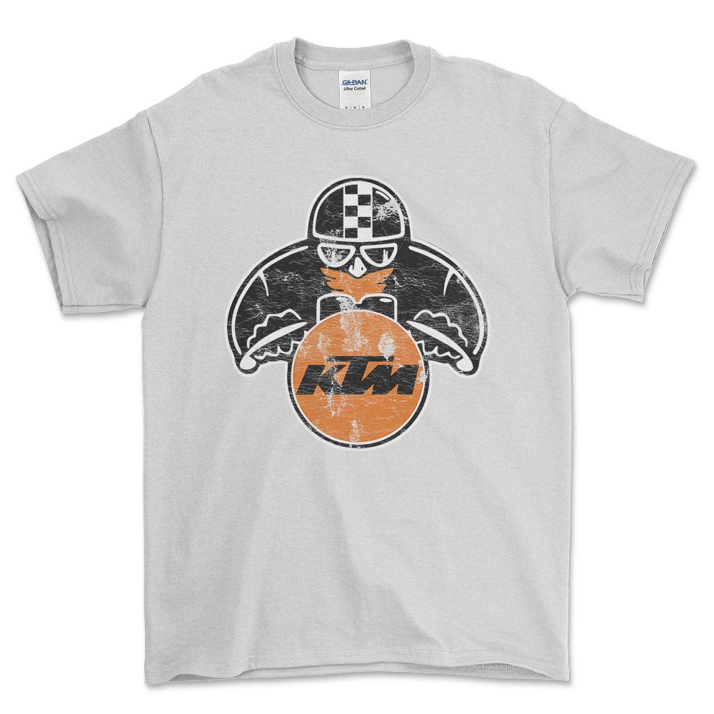 KTM Biker Vintage Style Unisex T-Shirt , Bomuld-Beklædning-KTM-Hvid-S-Forside-Garage Culture Shop- garage - man cave - merchandise