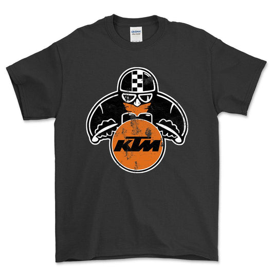 KTM Biker Vintage Style Unisex T-Shirt , Bomuld-Beklædning-KTM-Sort-S-Forside-Garage Culture Shop- garage - man cave - merchandise