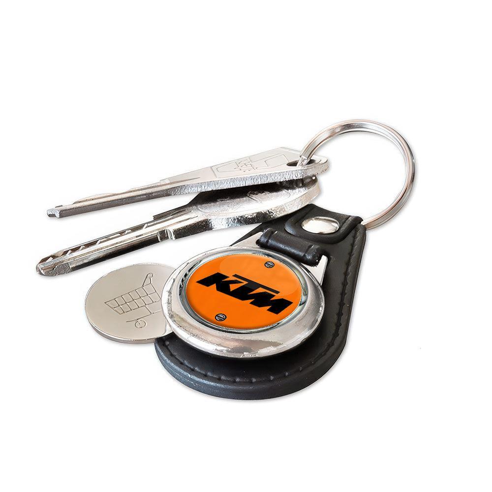 KTM - Nøglering med Indkøbsvognsmønt – Metal & Kunstlæder-Nøglering-KTM-Garage Culture Shop- garage - man cave - merchandise