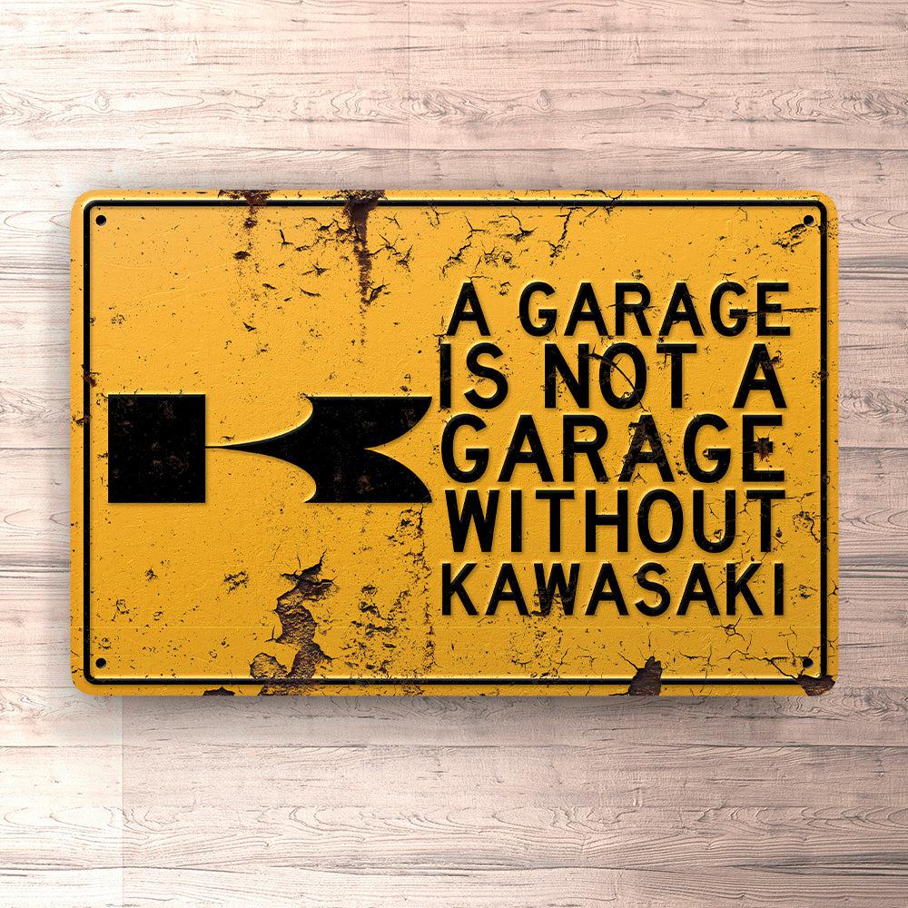 Kawasaki A Garage Is Not A Garage Without Kawasaki Skilte, Musemåtte, Dørmåtte , Plakat-Skilte-Kawasaki-Garage Culture Shop- garage - man cave - merchandise