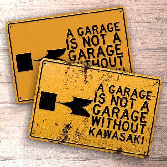 Kawasaki A Garage Is Not A Garage Without Kawasaki Skilte, Musemåtte, Dørmåtte , Plakat-Skilte-Kawasaki-Garage Culture Shop- garage - man cave - merchandise
