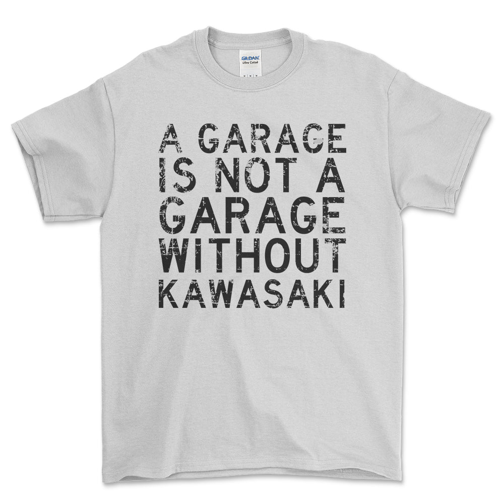 Kawasaki - A Garage Is Not A Garage Without Kawasaki - Unisex T-Shirt , Bomuld-Beklædning-Kawasaki-Hvid-S-Forside-Garage Culture Shop- garage - man cave - merchandise