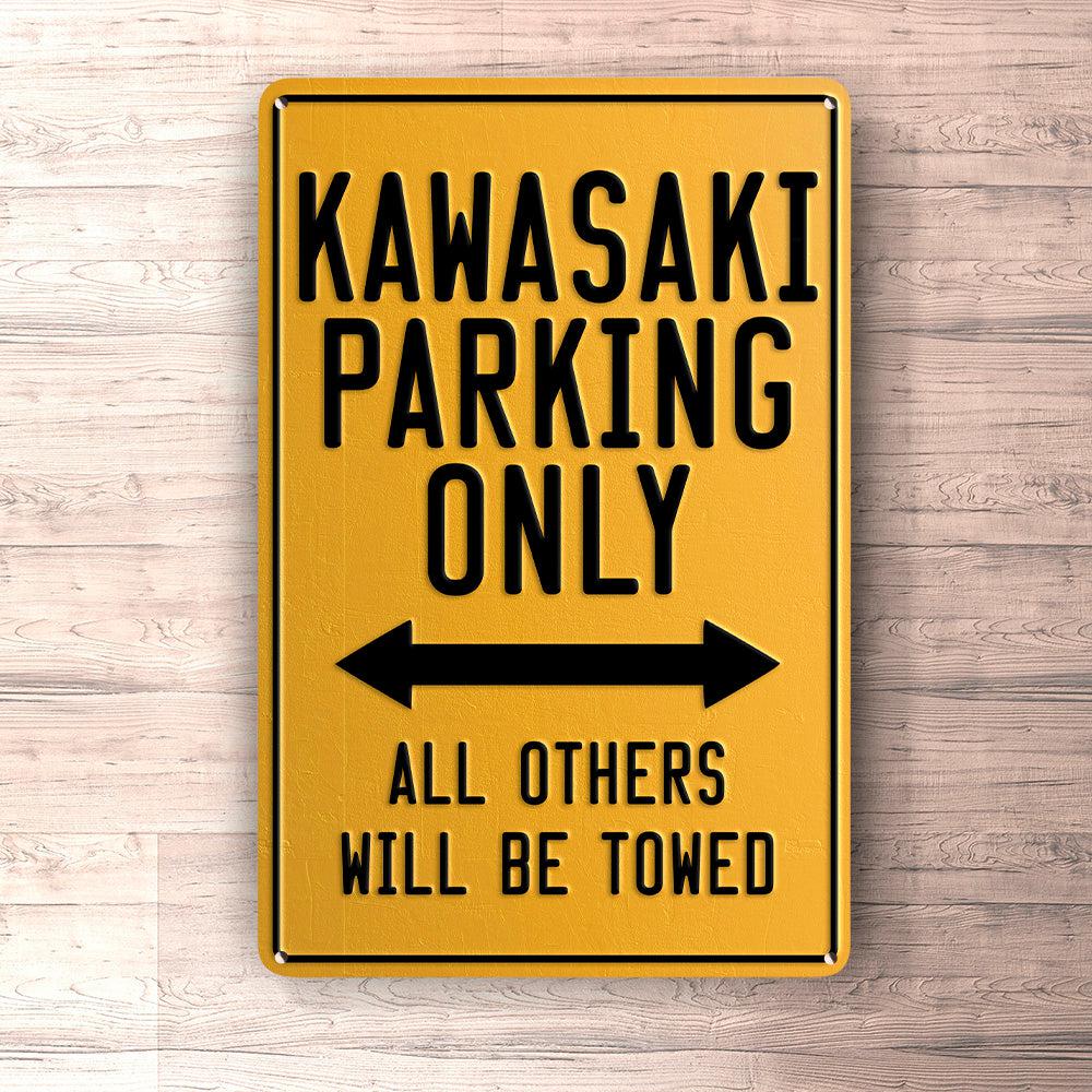 Kawasaki Parking Only Skilte, Musemåtte, Dørmåtte , Plakat-Parking skilte-Kawasaki-Garage Culture Shop- garage - man cave - merchandise