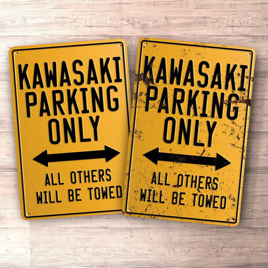 Kawasaki Parking Only Skilte, Musemåtte, Dørmåtte , Plakat-Parking skilte-Kawasaki-Garage Culture Shop- garage - man cave - merchandise