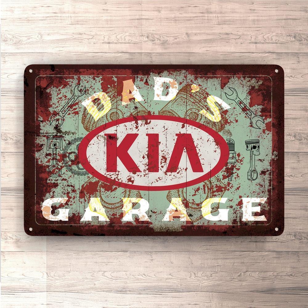Kia Dads Garage Vintage Skilte, Musemåtte, Dørmåtte , Plakat-Skilte-KIA-Garage Culture Shop- garage - man cave - merchandise