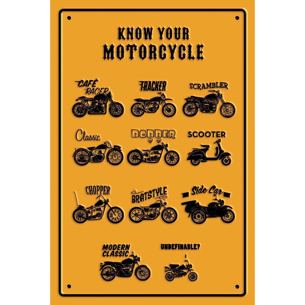 Know Your Motorcycle Skilte, Musemåtte, Dørmåtte , Plakat-Skilte-Motorcyklist-Garage Culture Shop- garage - man cave - merchandise