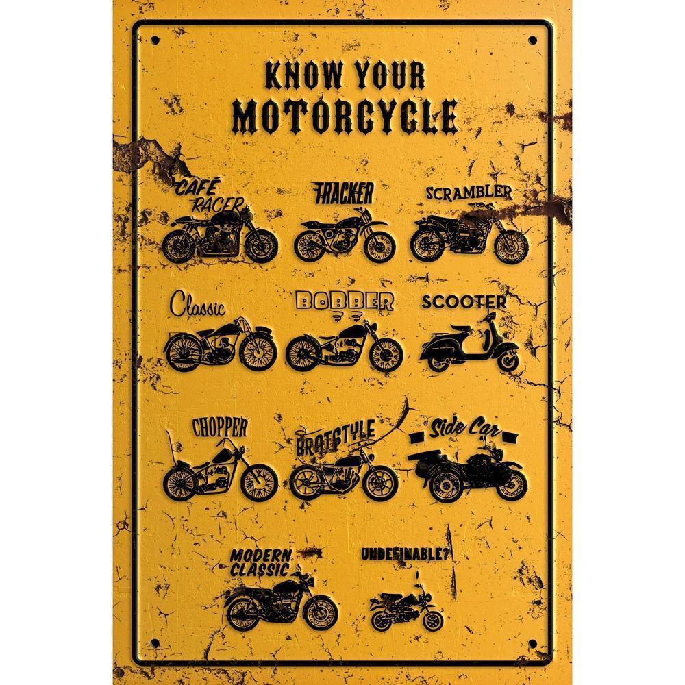 Know Your Motorcycle Skilte, Musemåtte, Dørmåtte , Plakat-Skilte-Motorcyklist-Garage Culture Shop- garage - man cave - merchandise
