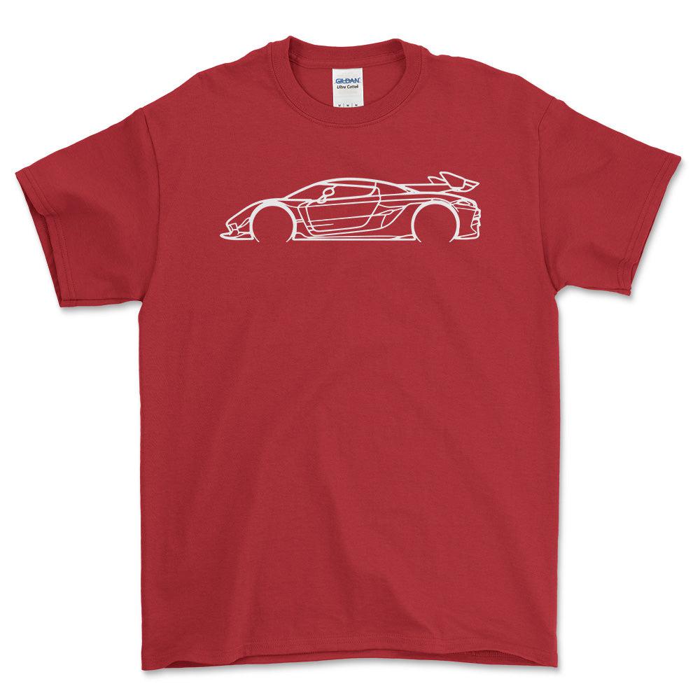 Koeningsegg Jesko Outline - Unisex T-Shirt , Bomuld-Beklædning-Koeningsegg-Rød-S-Forside-Garage Culture Shop- garage - man cave - merchandise