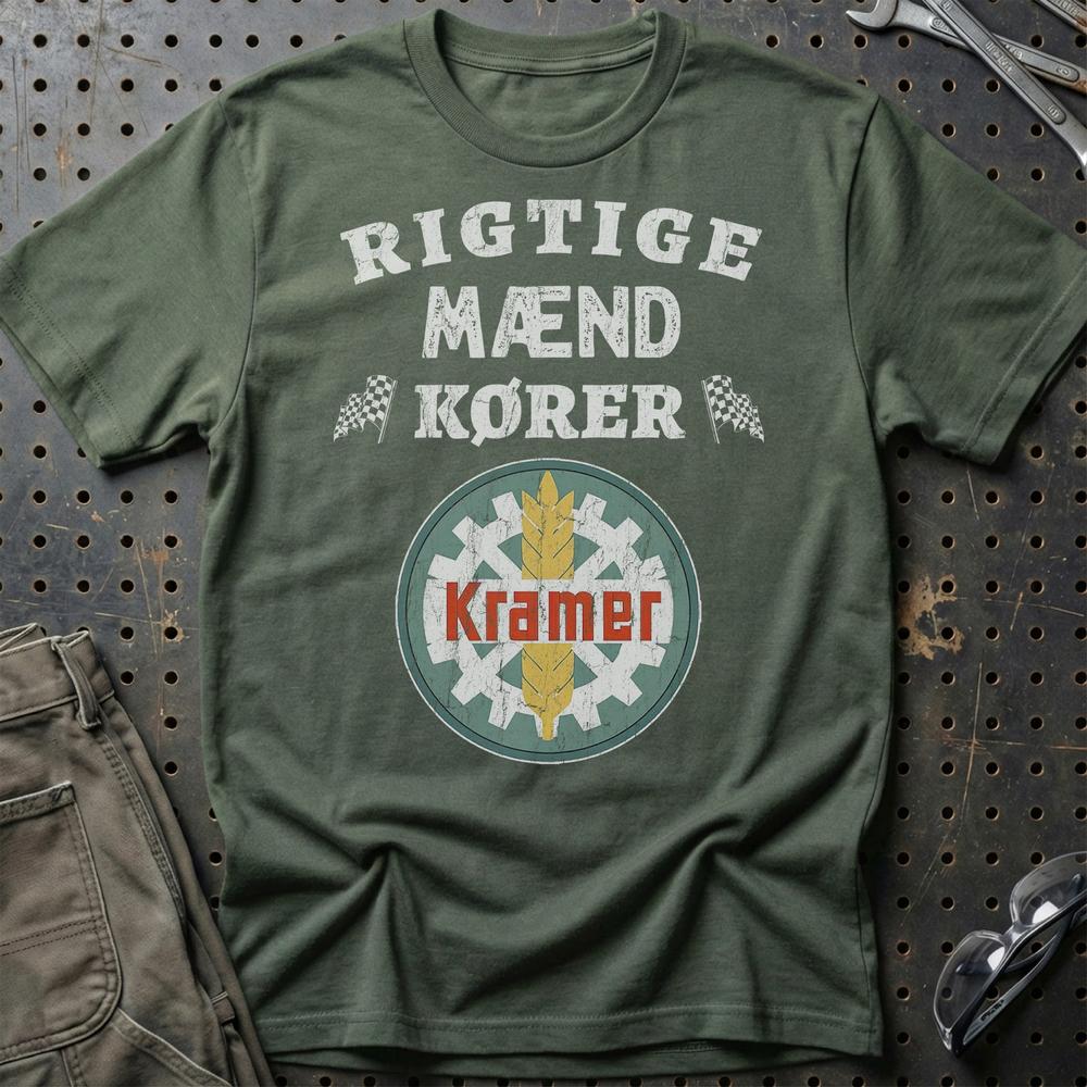 Kramer Rigtige Mænd Kører - Unisex T-Shirt , Bomuld-Beklædning-Kramer-Grøn Militær-S-Garage Culture Shop- garage - man cave - merchandise