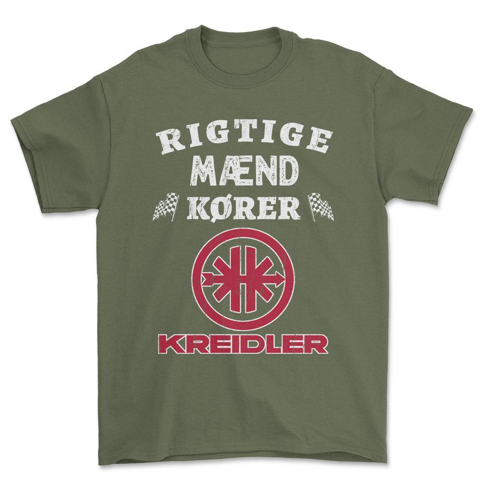 Kreidler Rigtige Mænd Kører - Unisex T-Shirt , Bomuld-Beklædning-Kreidler-Grøn Militær-S-Forside-Garage Culture Shop- garage - man cave - merchandise