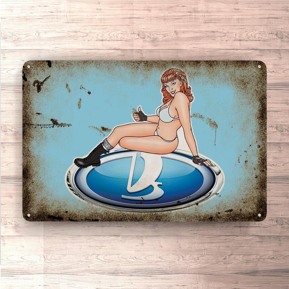 Lada Pin-Up Vintage Skilte, Musemåtte, Dørmåtte-Skilte-Lada-Garage Culture Shop- garage - man cave - merchandise