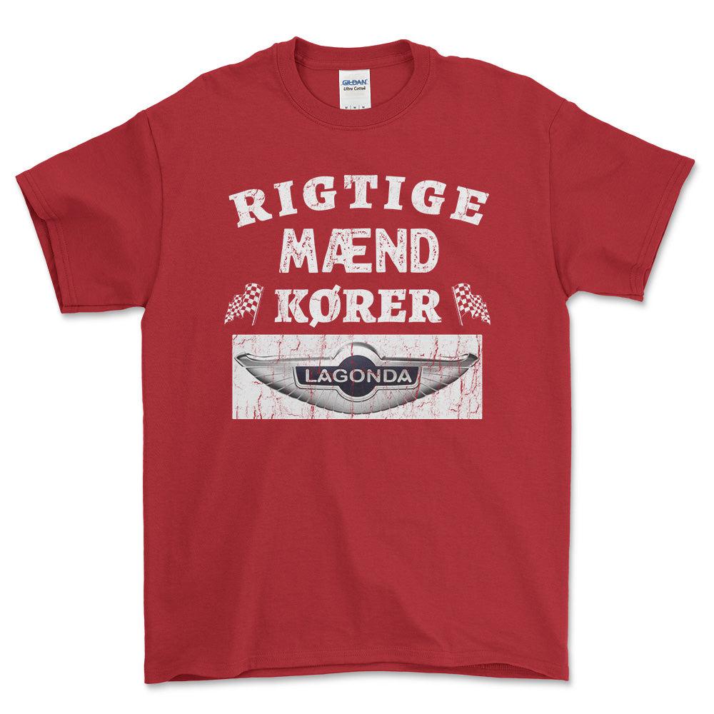 Lagonda Rigtige Mænd Kører - Unisex T-Shirt , Bomuld-Beklædning-Lagonda-Rød-S-Forside-Garage Culture Shop- garage - man cave - merchandise