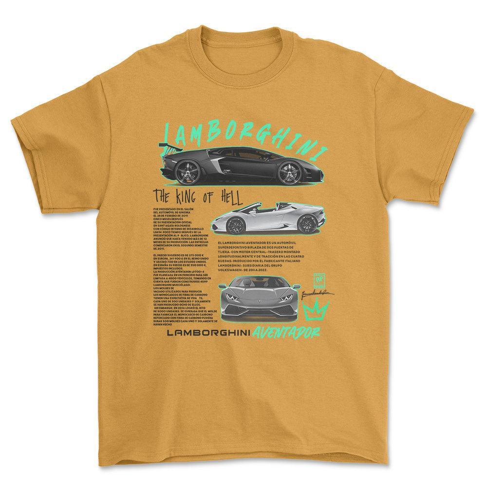 Lamborghini Aventador - Unisex T-Shirt , Bomuld-Beklædning-Lamborghini-Guld-S-Forside-Garage Culture Shop- garage - man cave - merchandise