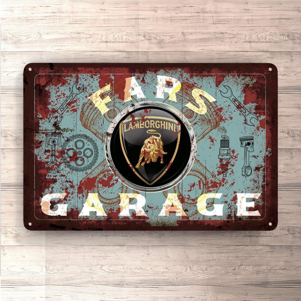 Lamborghini Fars Garage Vintage Skilte, Musemåtte, Dørmåtte , Plakat-Skilte-Lamborghini-Garage Culture Shop- garage - man cave - merchandise