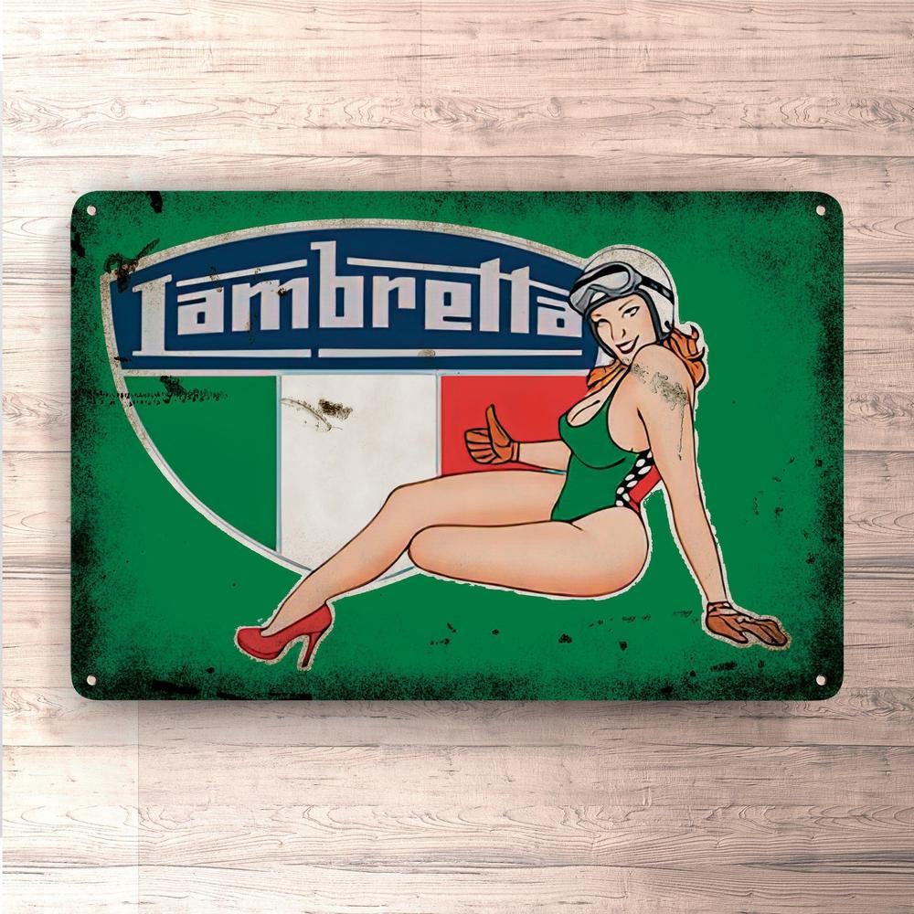 Lambretta Pin-Up Vintage Skilte, Musemåtte, Dørmåtte-Skilte-Lambretta-Garage Culture Shop- garage - man cave - merchandise