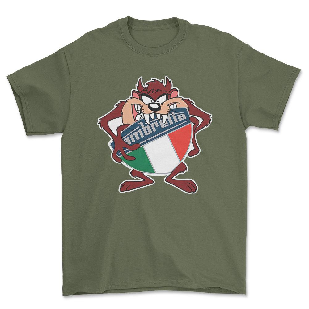 Lambretta TAZ Unisex T-Shirt , Bomuld-Beklædning-Lambretta-Grøn Militær-S-Forside-Garage Culture Shop- garage - man cave - merchandise