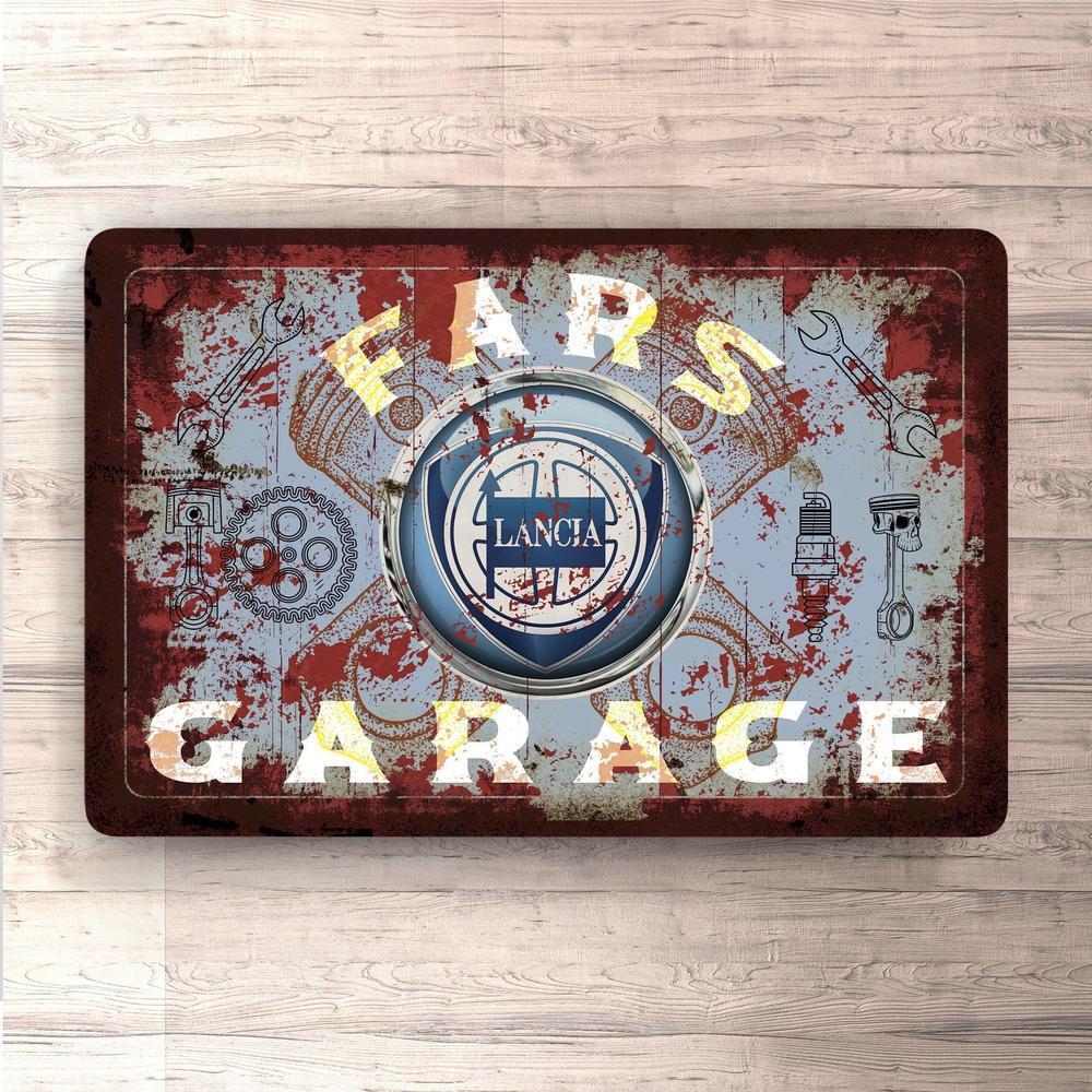 Lancia Fars Garage Vintage Skilte, Musemåtte, Dørmåtte-Skilte-Lancia-Garage Culture Shop- garage - man cave - merchandise