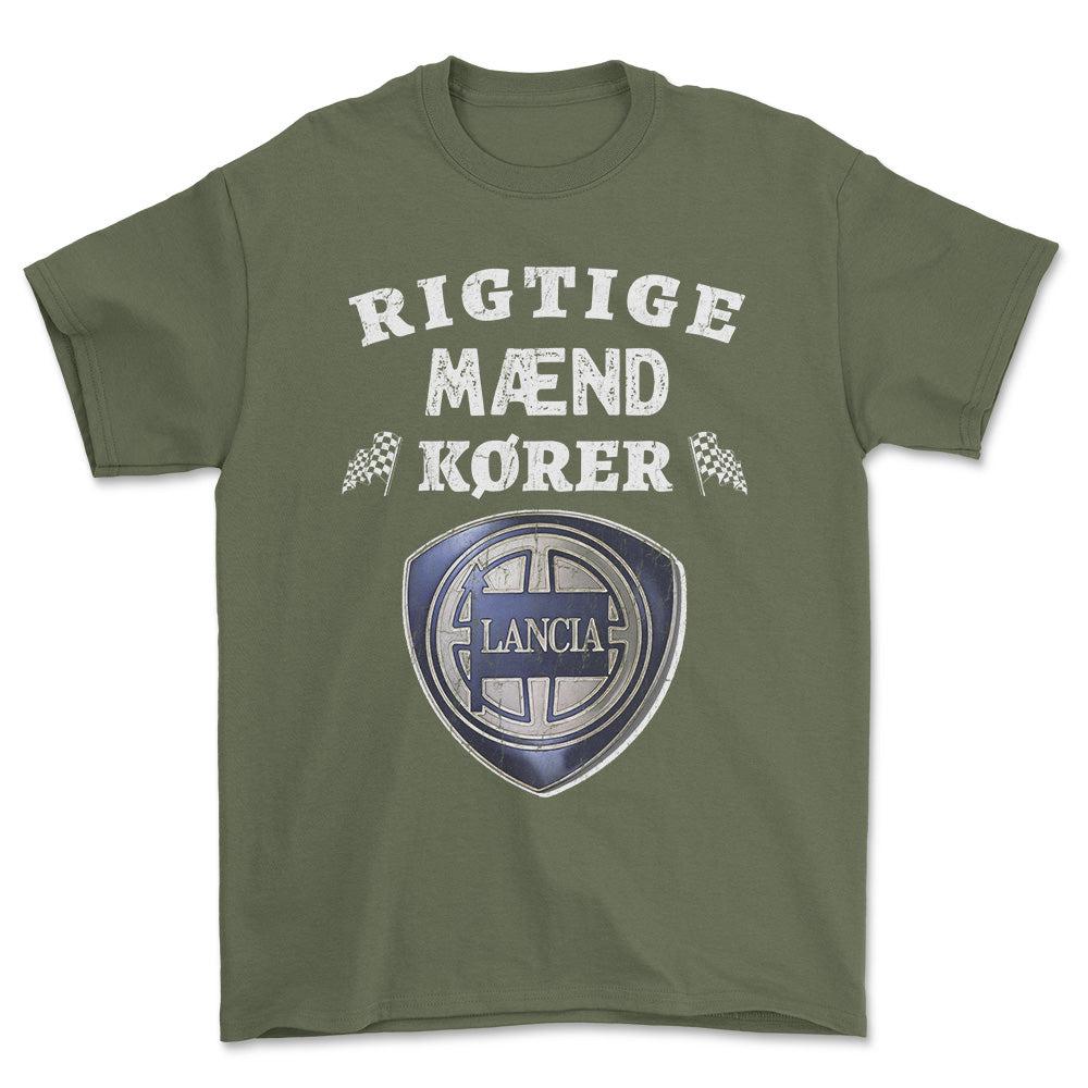Lancia Rigtige Mænd Kører - Unisex T-Shirt , Bomuld-Beklædning-Lancia-Garage Culture Shop- garage - man cave - merchandise