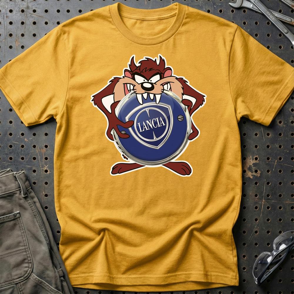 Lancia TAZ Unisex T-Shirt , Bomuld-Beklædning-Lancia-Guld-S-Garage Culture Shop- garage - man cave - merchandise