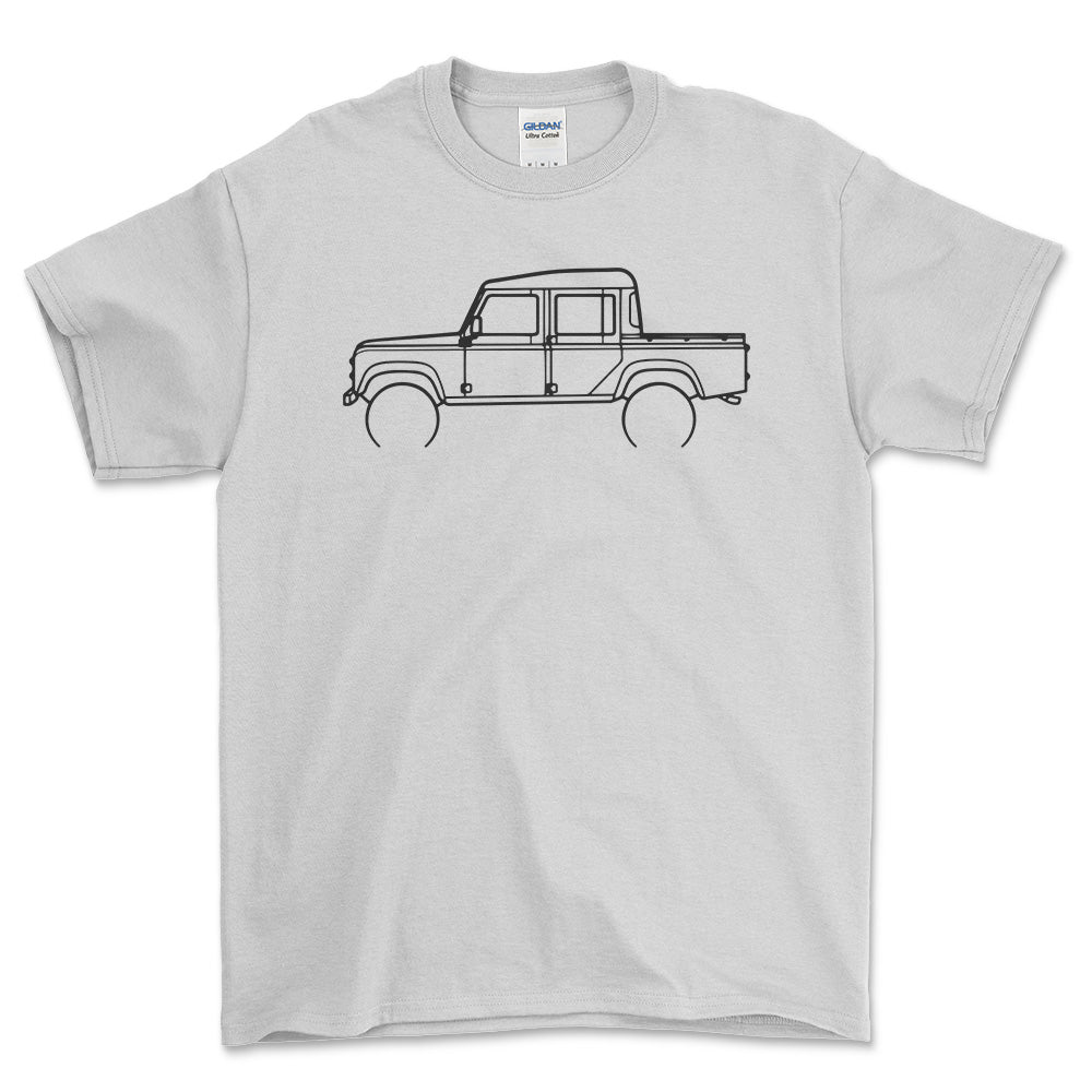 Land Rover Defender 110 Outline - Unisex T-Shirt , Bomuld-Beklædning-Land Rover-Hvid-S-Forside-Garage Culture Shop- garage - man cave - merchandise