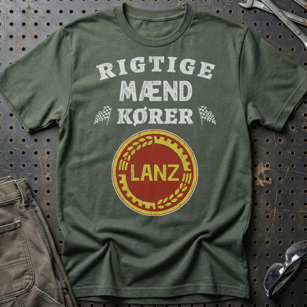 Lanz Rigtige Mænd Kører - Unisex T-Shirt , Bomuld-Beklædning-Lanz-Grøn Militær-S-Garage Culture Shop- garage - man cave - merchandise