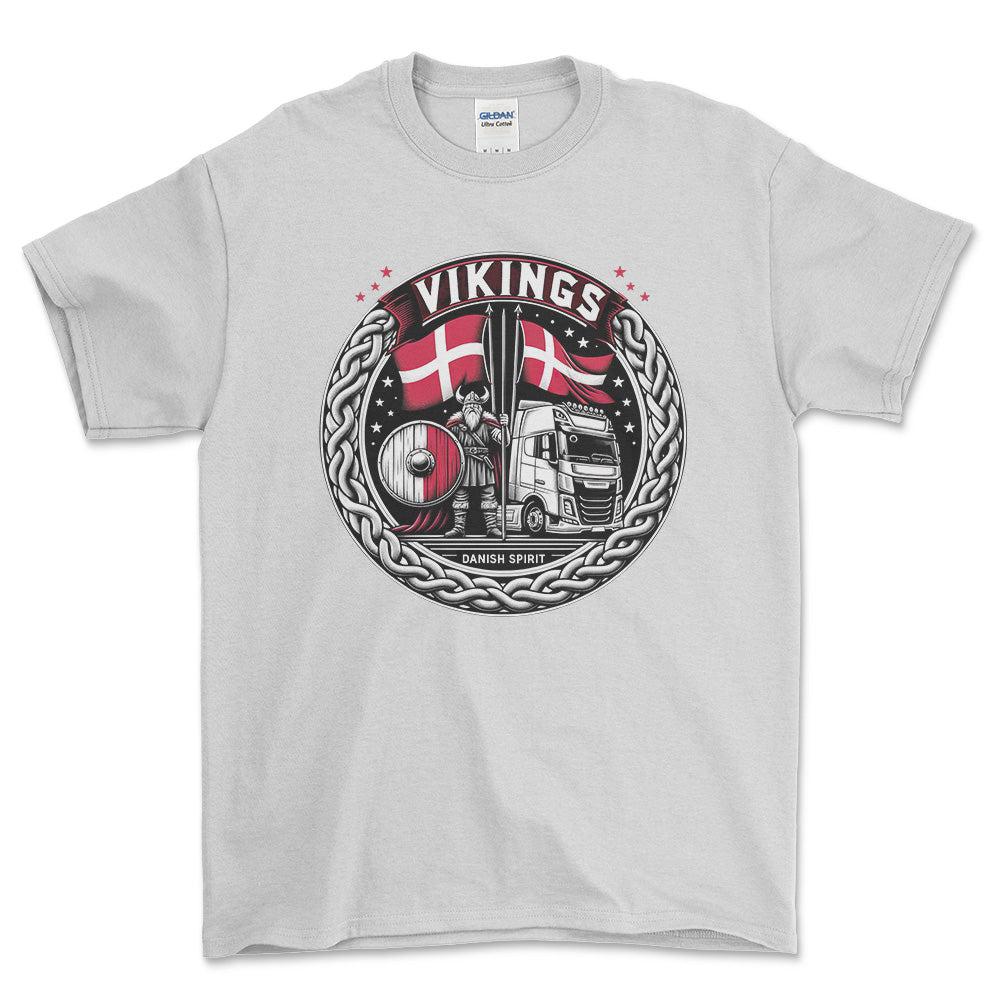 Lastbilchauffør - Vikings Danish Spirit - Unisex T-Shirt , Bomuld-Beklædning-Lastbilchauffør-Hvid-S-Forside-Garage Culture Shop- garage - man cave - merchandise