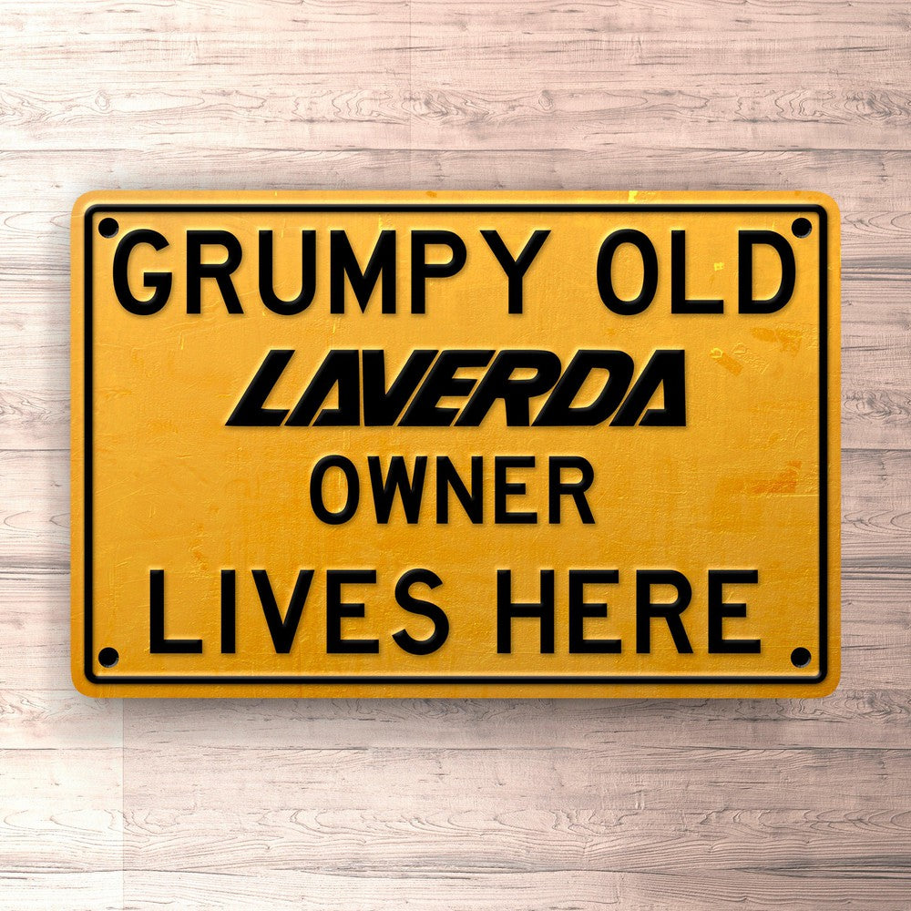 Laverda Grumpy Old Laverda Owner Lives Here Skilte, Musemåtte, Dørmåtte , Plakat-Skilte-Laverda-Garage Culture Shop- garage - man cave - merchandise
