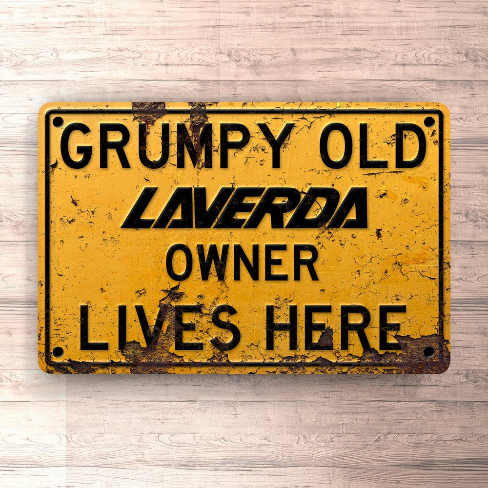 Laverda Grumpy Old Laverda Owner Lives Here Skilte, Musemåtte, Dørmåtte , Plakat-Skilte-Laverda-Garage Culture Shop- garage - man cave - merchandise