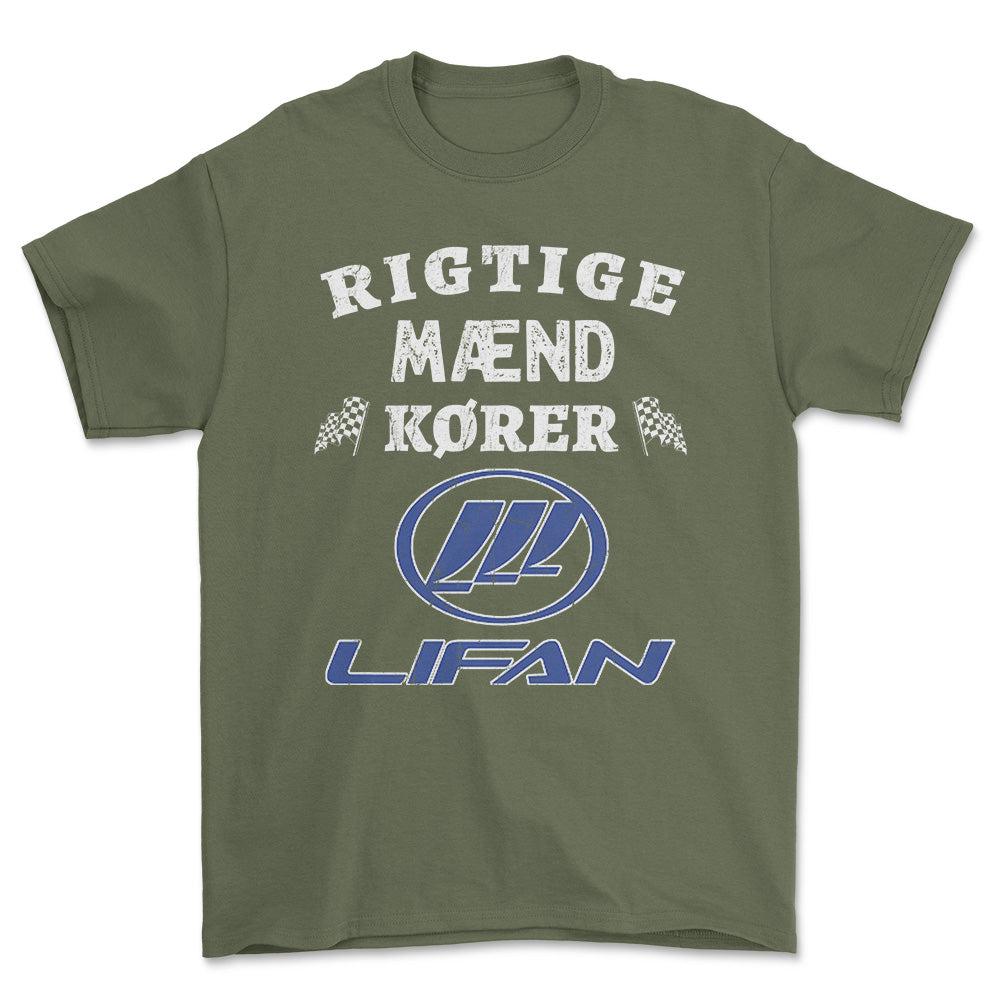 Lifan Rigtige Mænd Kører - Unisex T-Shirt , Bomuld-Beklædning-Lifan-Garage Culture Shop- garage - man cave - merchandise