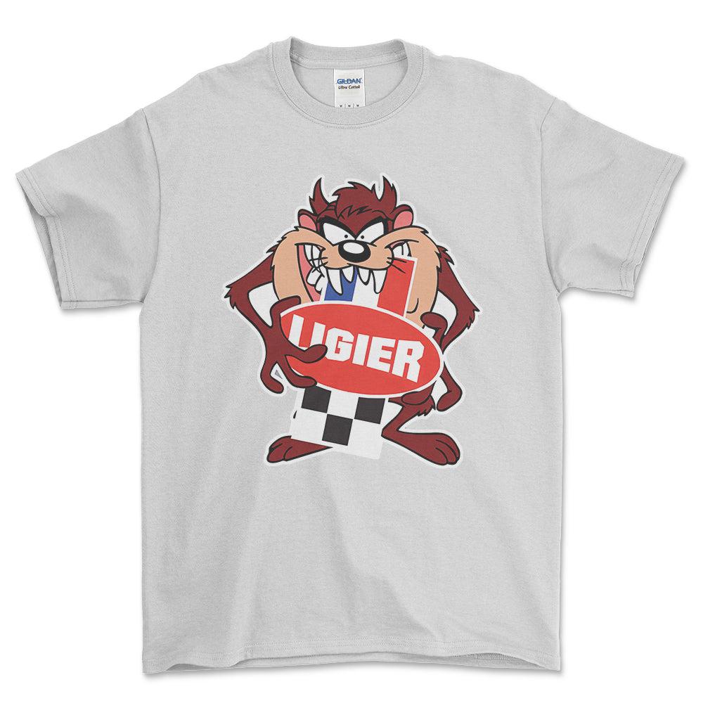 Ligier TAZ Unisex T-Shirt , Bomuld-Beklædning-Ligier-Hvid-S-Forside-Garage Culture Shop- garage - man cave - merchandise