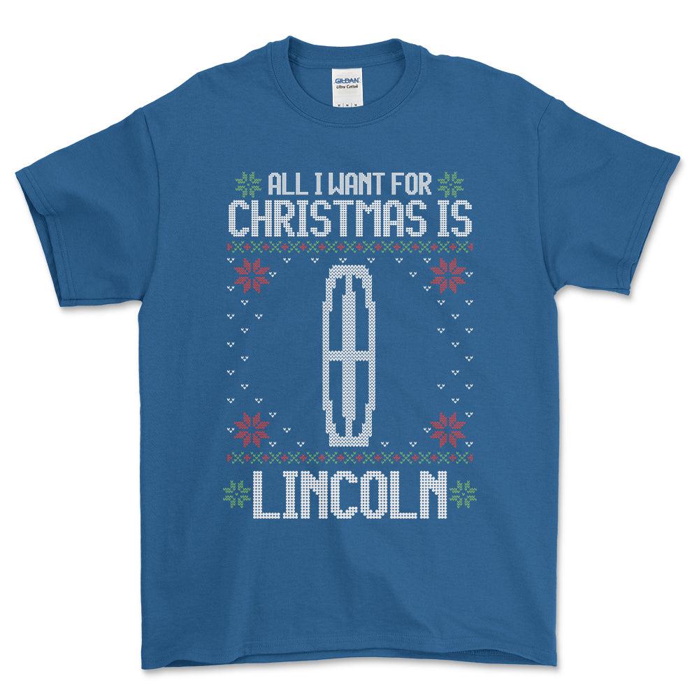 Lincoln - All I Want For Christmas - Unisex T-Shirt , Bomuld-Beklædning-Lincoln-Blå Royal-S-Forside-Garage Culture Shop- garage - man cave - merchandise