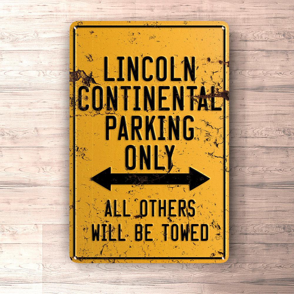 Lincoln Continental Parking Only Skilte, Musemåtte, Dørmåtte-Parking skilte-Lincoln-Garage Culture Shop- garage - man cave - merchandise