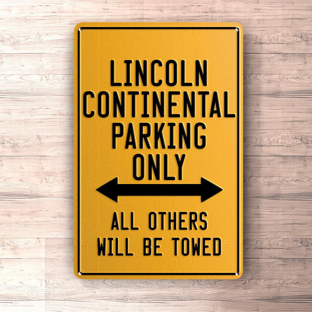 Lincoln Continental Parking Only Skilte, Musemåtte, Dørmåtte , Plakat-Parking skilte-Lincoln-Garage Culture Shop- garage - man cave - merchandise