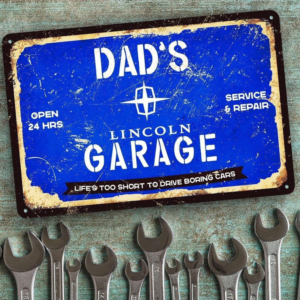Lincoln Dads Garage Skilte, Musemåtte, Dørmåtte , Plakat-Skilte-Lincoln-Garage Culture Shop- garage - man cave - merchandise