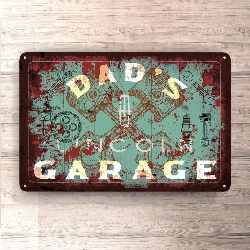 Lincoln Dads Garage Vintage Skilte, Musemåtte, Dørmåtte , Plakat-Skilte-Lincoln-Garage Culture Shop- garage - man cave - merchandise