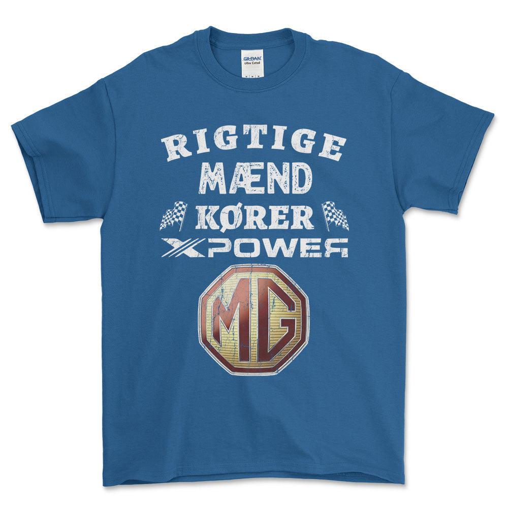 MG4 Xpower Rigtige Mænd Kører - Unisex T-Shirt , Bomuld-Beklædning-MG-Blå Royal-S-Forside-Garage Culture Shop- garage - man cave - merchandise