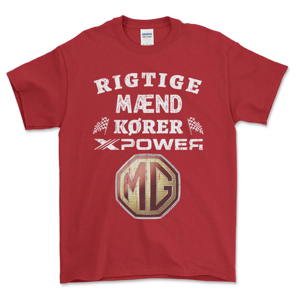 MG4 Xpower Rigtige Mænd Kører - Unisex T-Shirt , Bomuld-Beklædning-MG-Rød-S-Forside-Garage Culture Shop- garage - man cave - merchandise