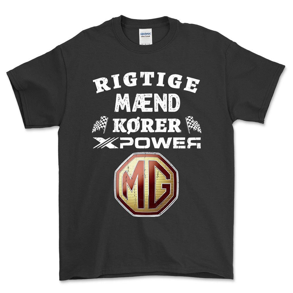 MG4 Xpower Rigtige Mænd Kører - Unisex T-Shirt , Bomuld-Beklædning-MG-Sort-S-Forside-Garage Culture Shop- garage - man cave - merchandise
