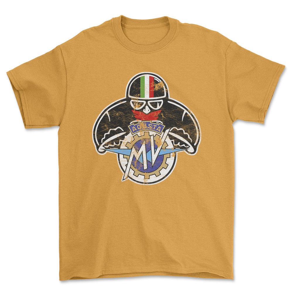MV Agusta Biker Vintage Style Unisex T-Shirt , Bomuld-Beklædning-MV Agusta-Garage Culture Shop- garage - man cave - merchandise