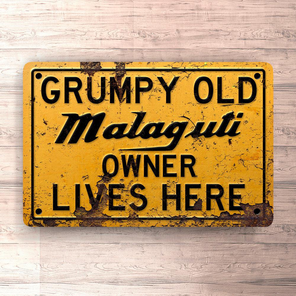 Malaguti Grumpy Old Malaguti Owner Lives Here Skilte, Musemåtte, Dørmåtte-Skilte-Malaguti-Garage Culture Shop- garage - man cave - merchandise
