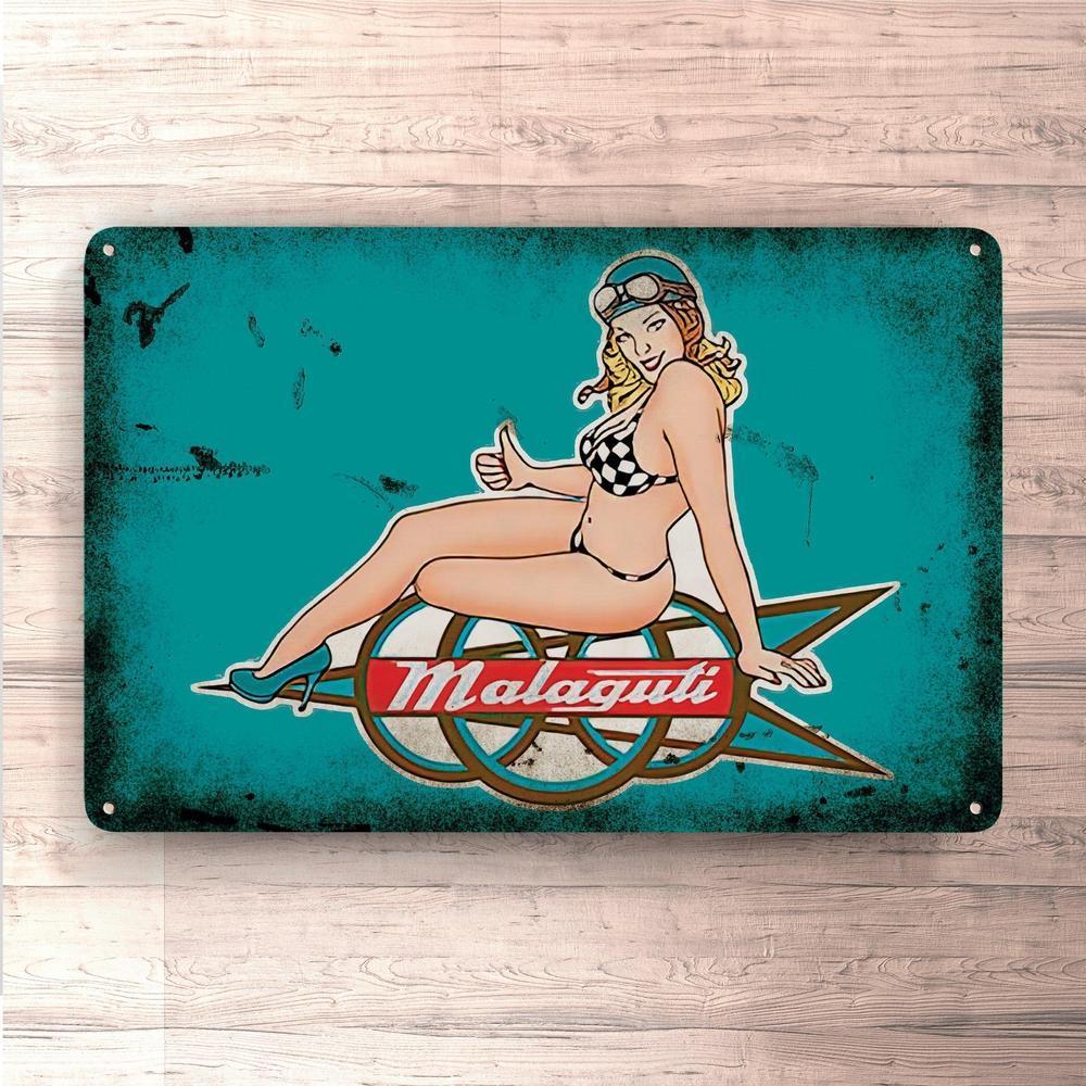 Malaguti Pin-Up Vintage Skilte, Musemåtte, Dørmåtte-Skilte-Malaguti-Garage Culture Shop- garage - man cave - merchandise